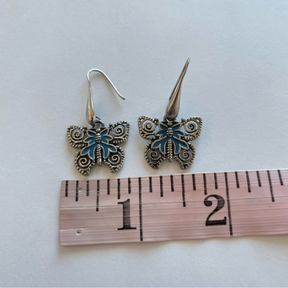 Patricia Nash Silver and Blue Butterfly Earrings - Picture 5 of 5